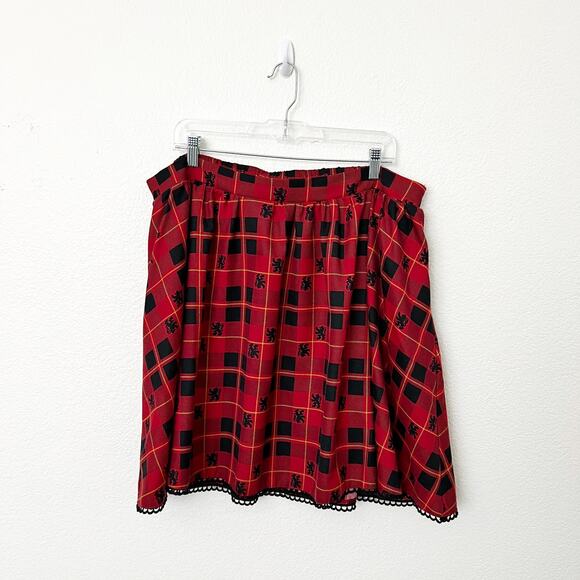 [Hot Topic] Harry Potter Red Gryffindor Plaid Mini Skirt Hogwarts Pockets Sz 2X - Picture 3 of 11